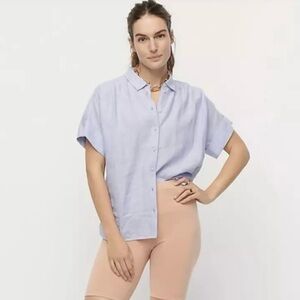 J. Crew Baird McNutt Capitaine blue Irish linen short sleeve blouse/top. Size XL